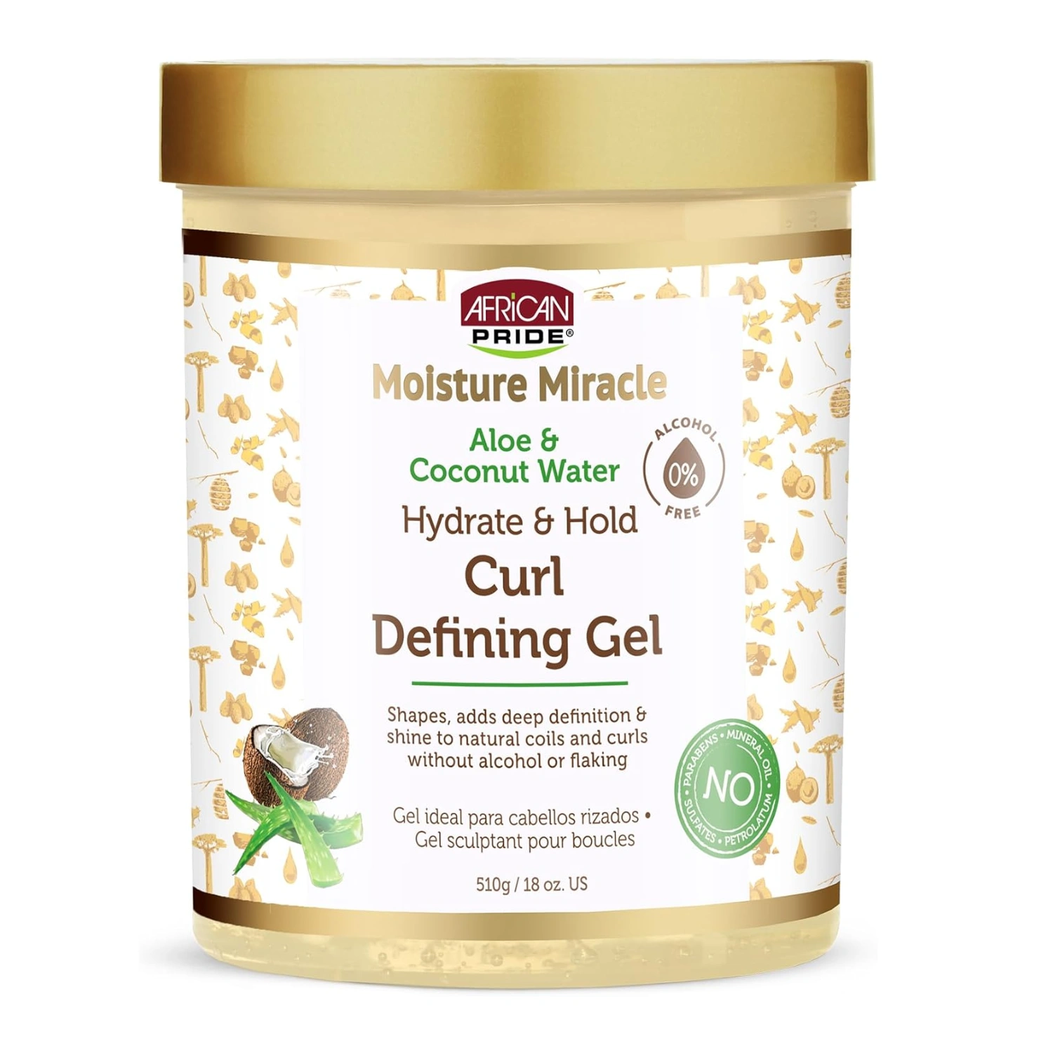 African Pride Moist Miracle Aloe & Coconut Curl Defining Gel 510g